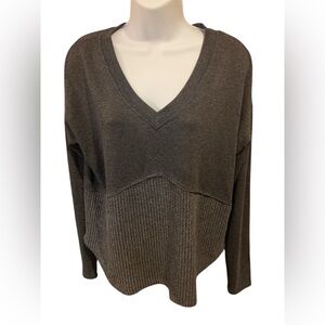 NWT Knox Rose Black  Long Sleeve Top Size Small Waffle Criss Cross Back ￼